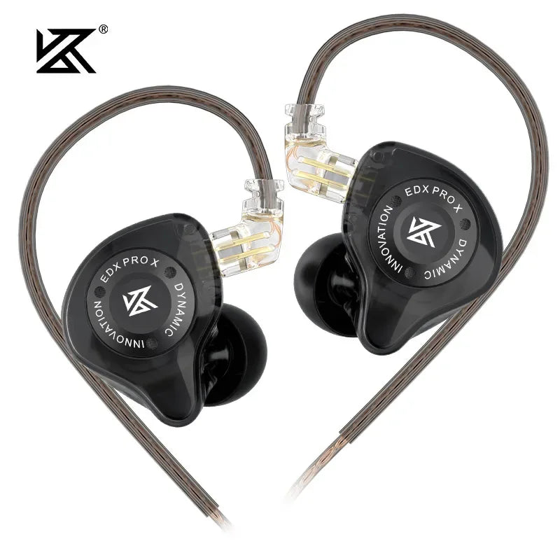 KZ EDX Pro X In-Ear Monitors - HiFi Bass Wired Earbuds | Tidesmit EDXProX Black NOMIC Tidesmit
