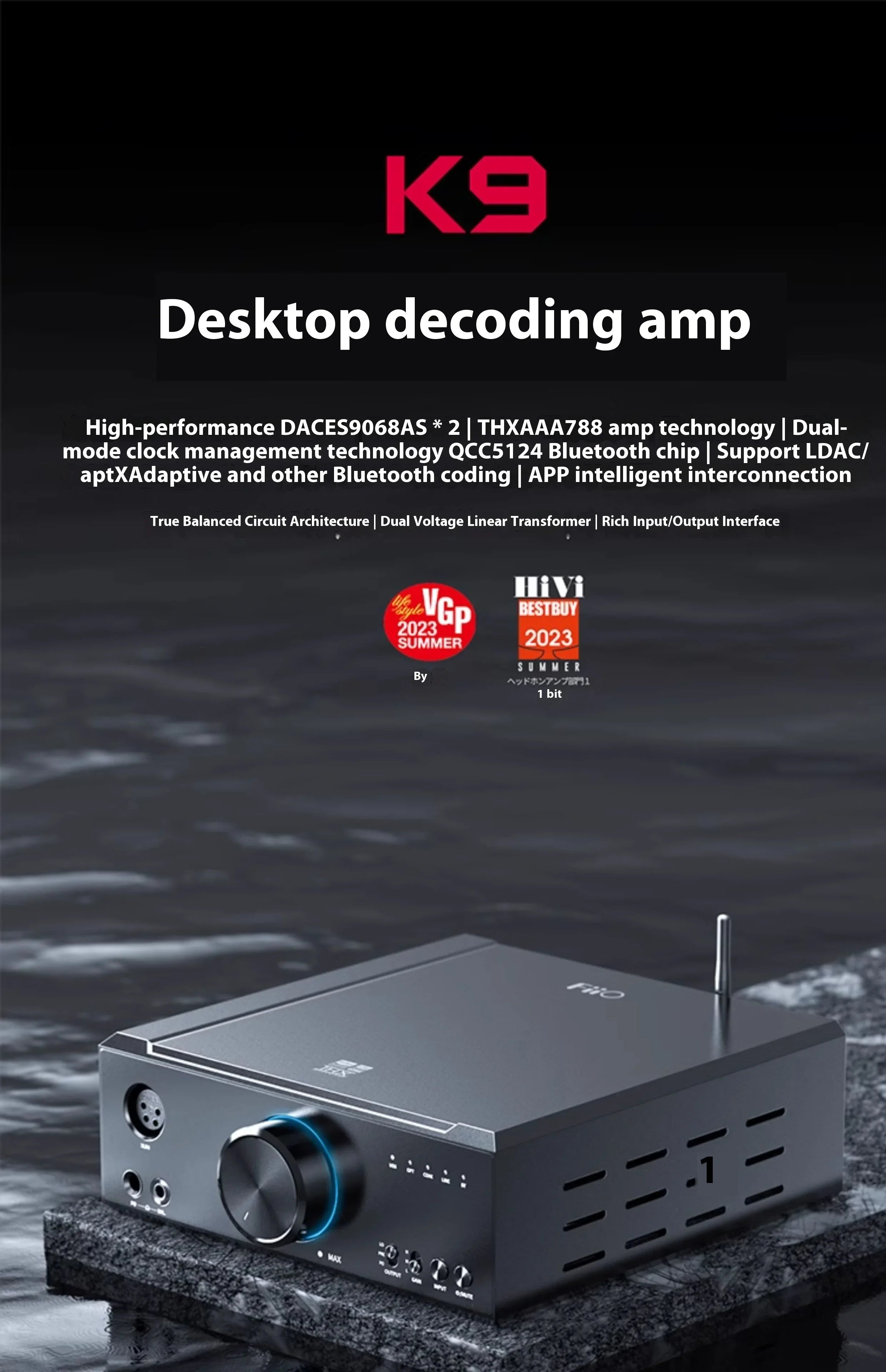 FiiO K9 Pro ESS Desktop DAC and Headphone Amplifier ES9038PRO*2 chip Bluetooth USB DAC DSD Decoder Support MQA