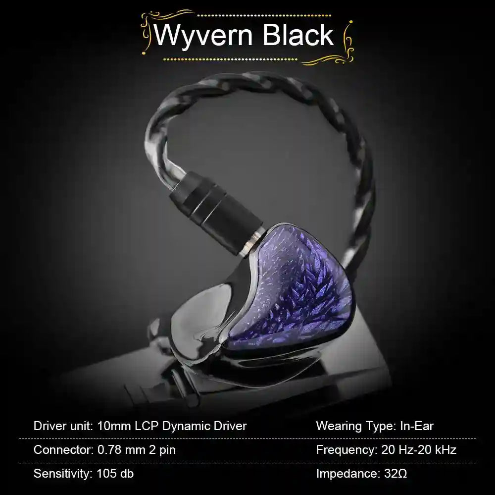 HiFi In-Ear Monitors: 10mm LCP Driver Wired Studio Grade Earphones Tidesmit