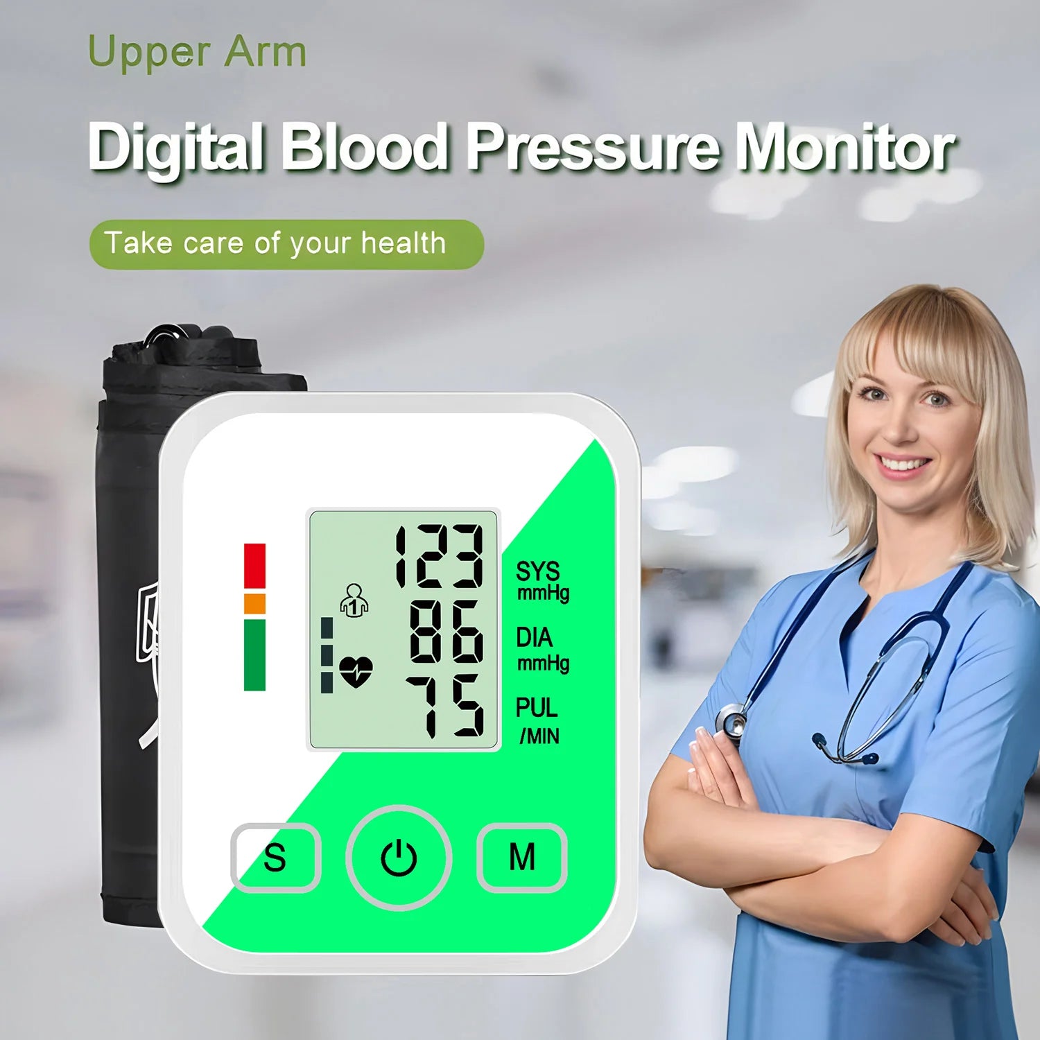 Digital Tonometer Arm Blood Pressure Monitor Test Kit Health Care Automatic Sphygmomanometer Home use