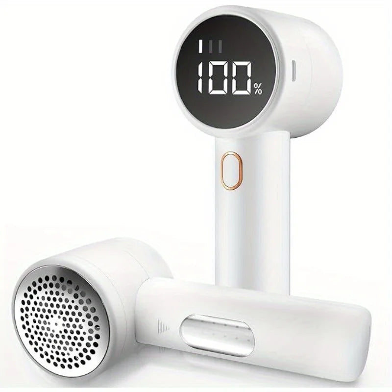 Tidesmit portable USB fabric shaver featuring 6-blade lint remover technology and LED display for clothes care