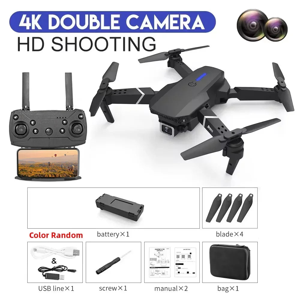 4K Camera Drone Foldable Quadcopter with Dual Wide Angle Lens Black-Dual C-1B Tidesmit