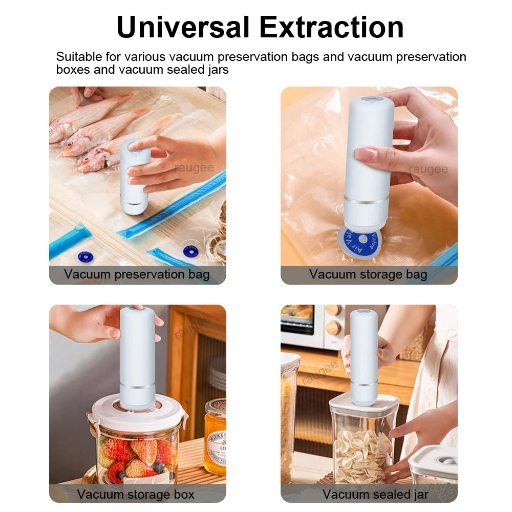 Vacuum Sealer Pump Mini Electric Air Pump Rechargeable Sealer Handheld Food Sealing Pump with Reusable Food Vacuum Packaging Bag