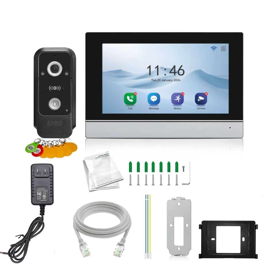 TUYA 1080P 10 Inch Video Intercom Touch Screen Wireless WiFi POE Wired Doorbell RFID Access Control Night Vision Waterproof