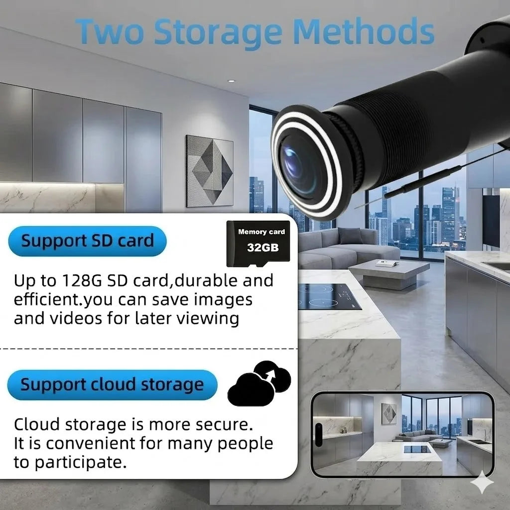 ZEMNIO 3MP 2K HD Smart Peephole Camera, 170° WiFi Video Doorbell, Two-Way/Motion, ICSee/XMEye App, 2.4G, Power Opt. EU/US/UK/AU