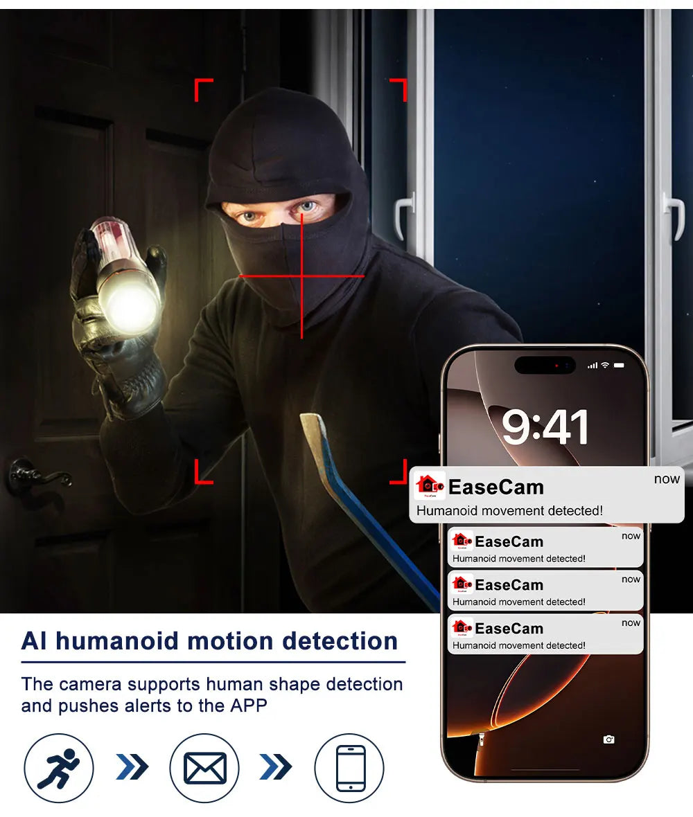4K 8MP Auto Focus Poe Ip Camera  AI Face Detection Humanoid Video Surveillance Cameras Home Security Camera Outdoor CCTV