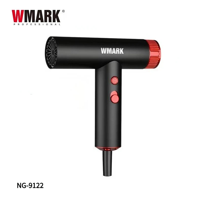 WMARK NG-9122 professional high-speed hair dryer in black and red, portable salon blow dryer for home use.