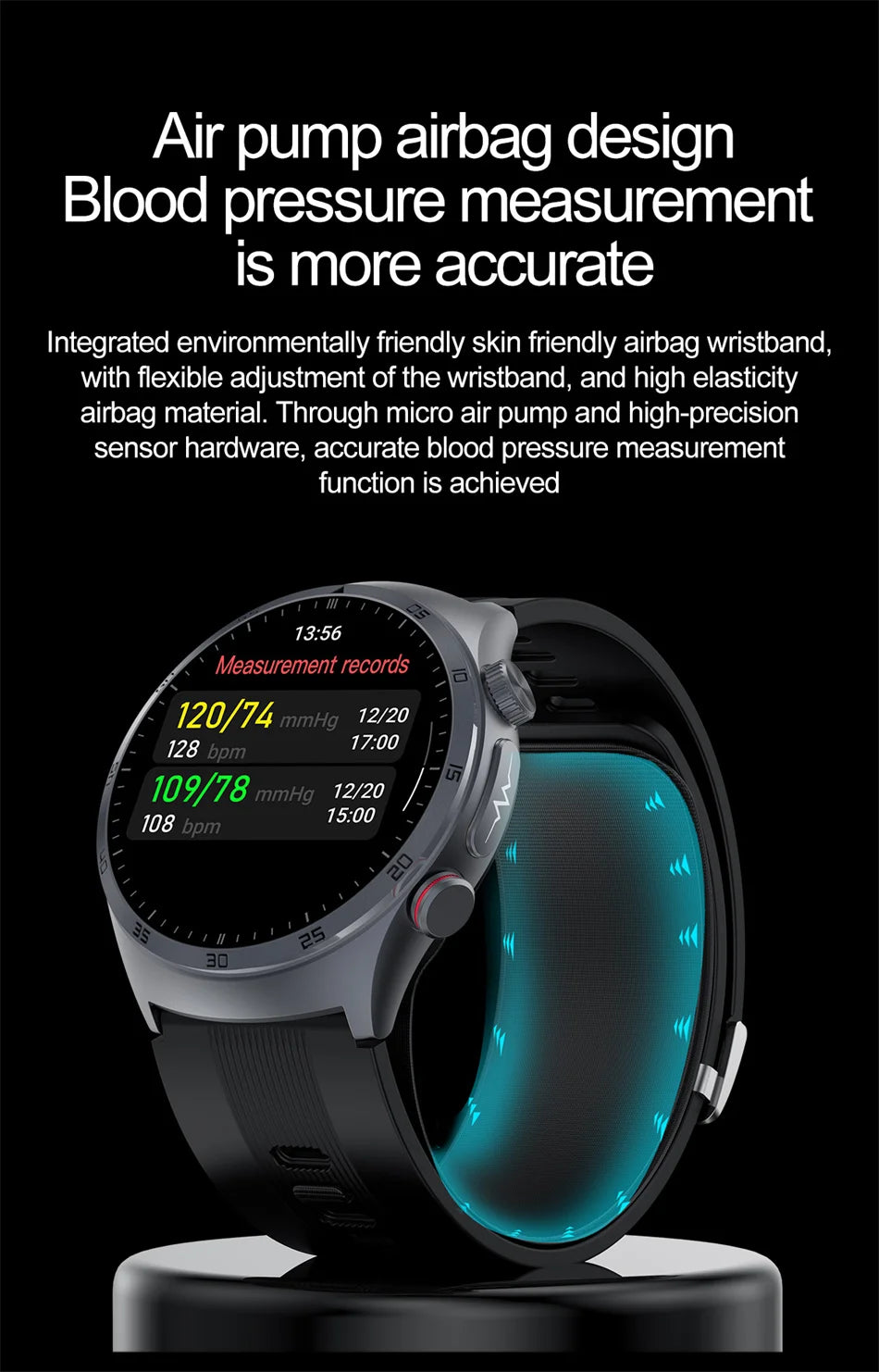 New AI Diagosis ECG Health Smart Watch Men Blood Pressure Lipid Uric Acid NFC Air Pump Airbag Health Smartwatches For men Women