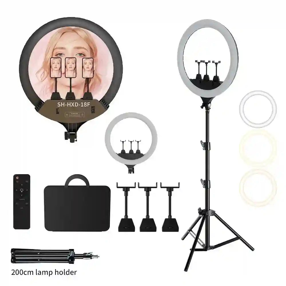 18 Inch LED Ring Light with Adjustable Tripod Stand for Content Creation 200cm Tripod Kit 1 Tidesmit