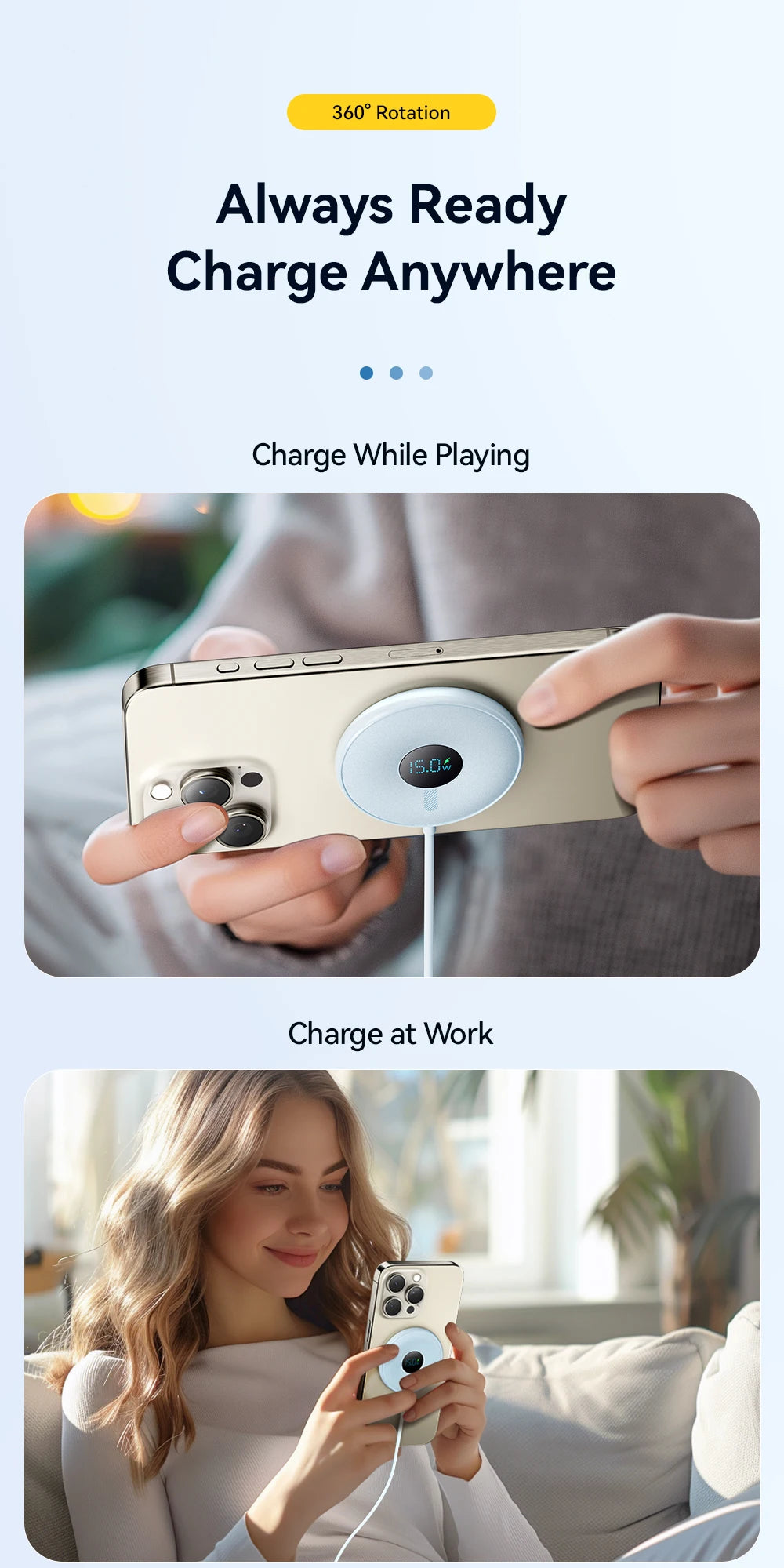 Magnetic Wireless Charger 15W with Digital Display - MagSafe Compatible Tidesmit
