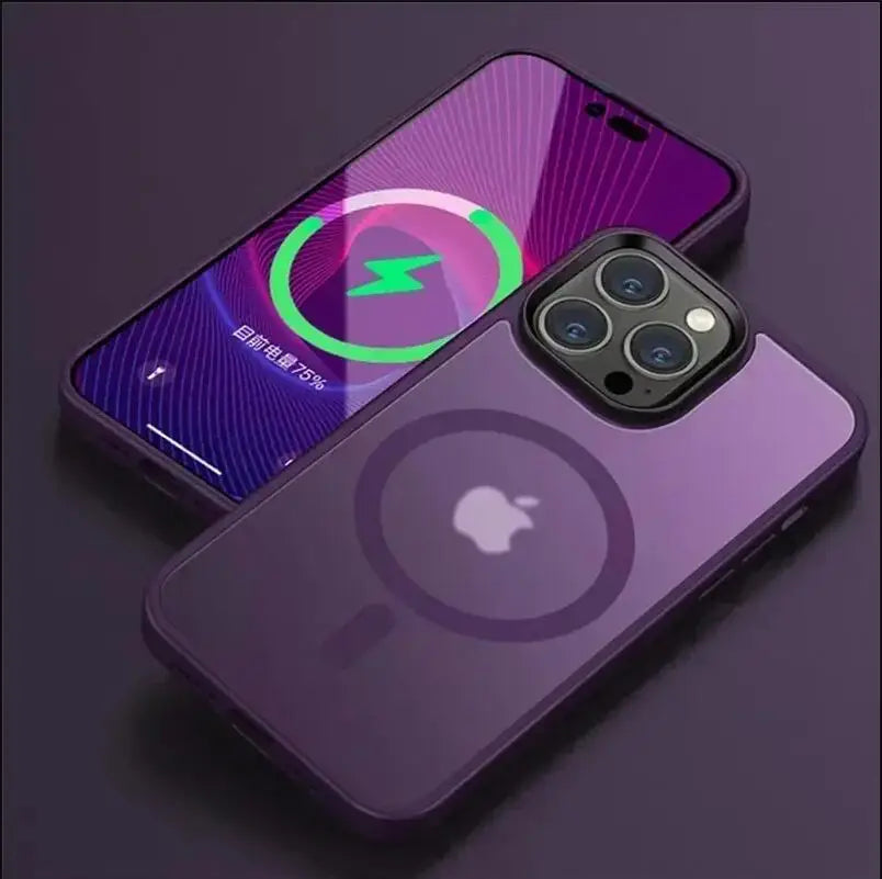 Magnetic iPhone Case with Wireless Charging & Military-Grade Drop Protection DarkPurple Tidesmit