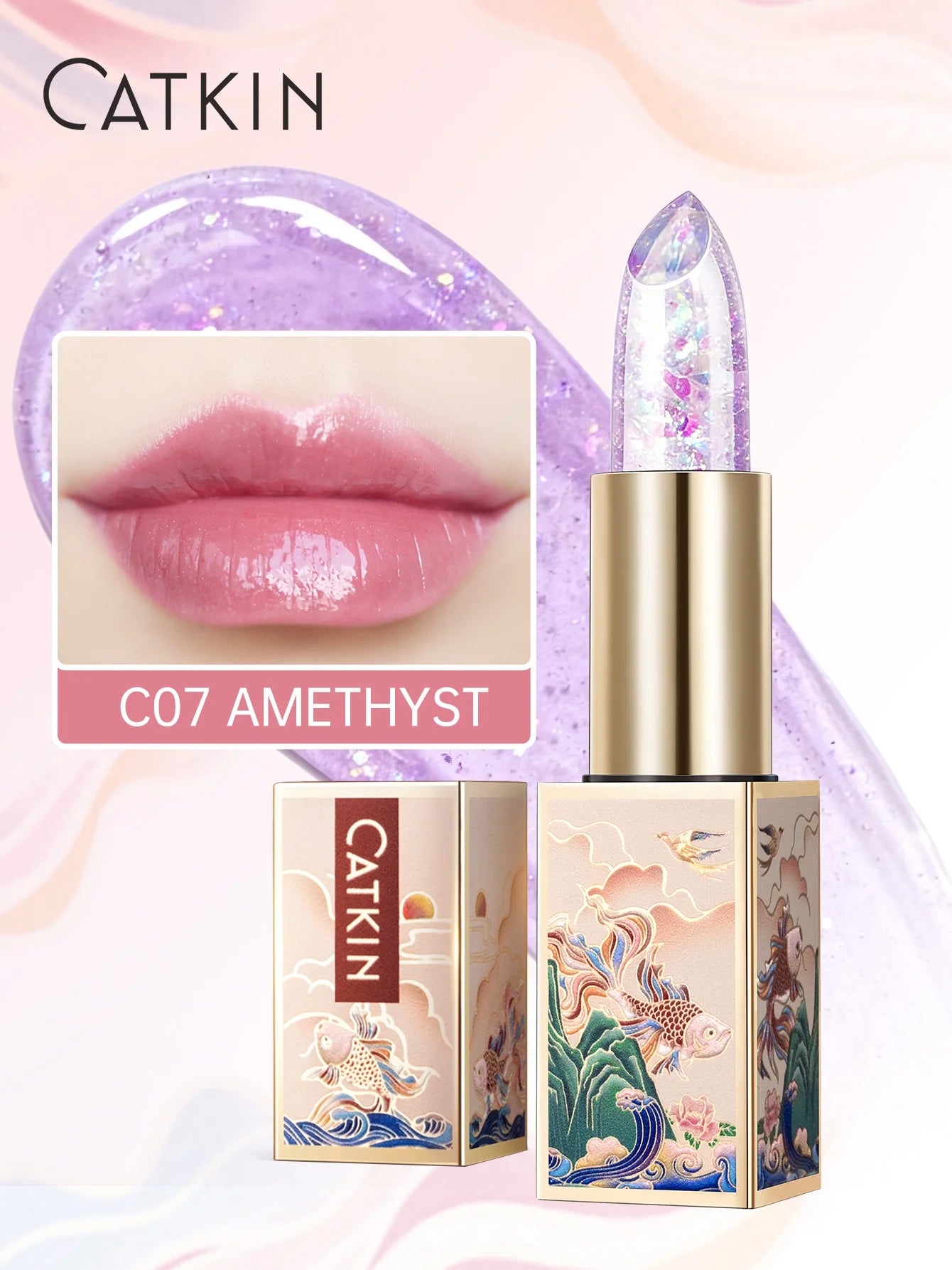Color Changing Lip Balm: Hydrating Tinted Gloss by Tidesmit Lip Care C07 Amethyst Tidesmit
