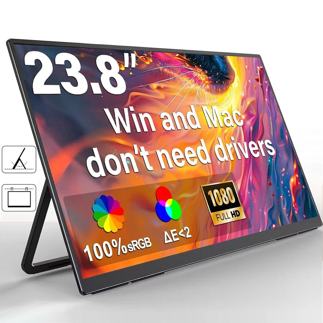AHXJKA 23.8Inch 120Hz Portable Touch Monitor FHD 16:9 IPS Non-Touch Optional External Second Screen for Xbox PS4/5 Switch Phone