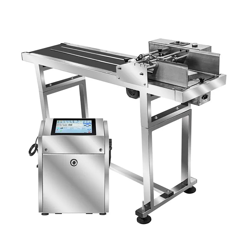 Industrial inkjet printer system with conveyor-style frame and touchscreen control unit