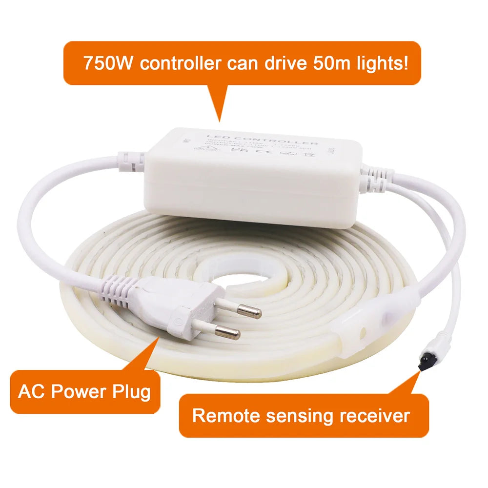Wifi Bluetooth COB LED Neon Strip Light Wall Touch 23key Remote Control 220V Dimmer Power Kit 5m 10m 20m 0.5m 240LED/m Flex Lamp