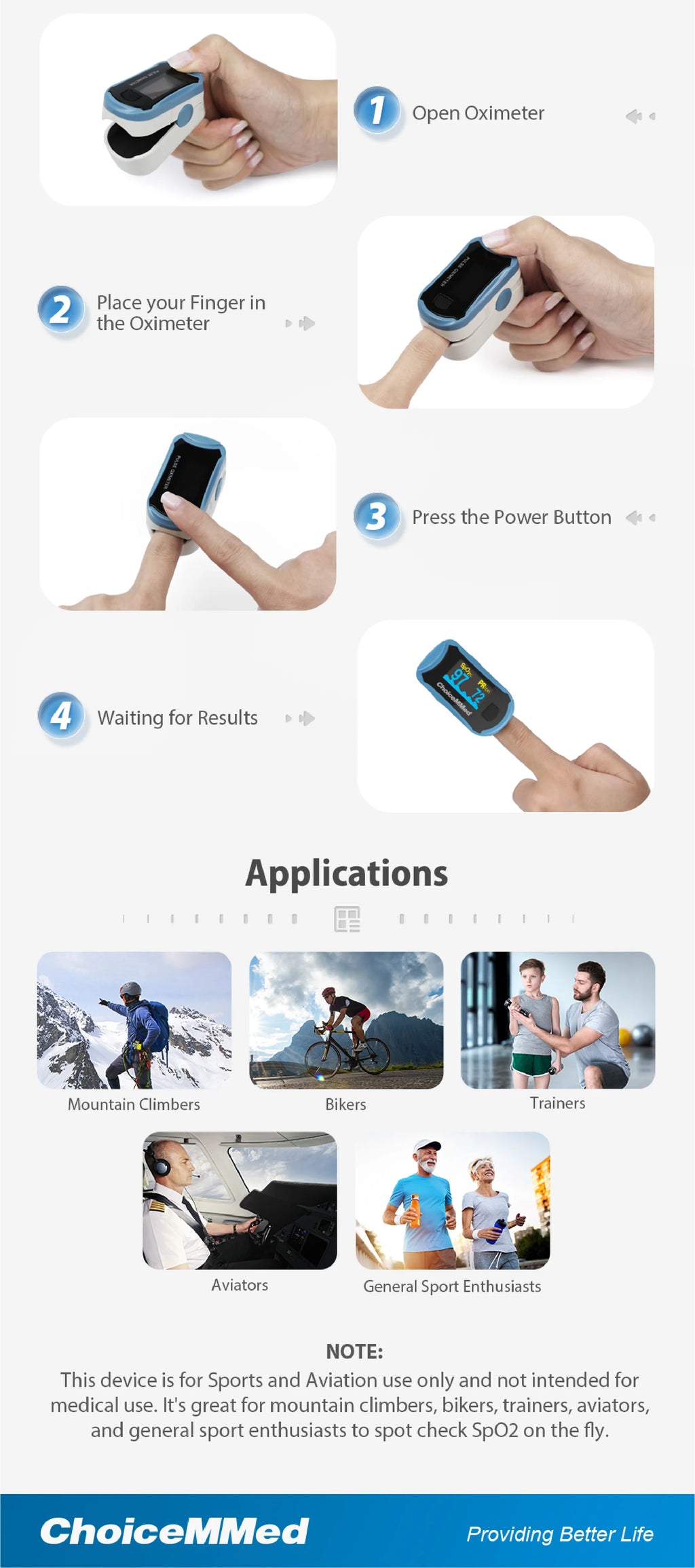 ChoiceMMed Dual Color OLED Finger Pulse Oximeter Fingertips SpO2 Mointor Pulse Oximetro Saturometro de oxigeno MD300C29