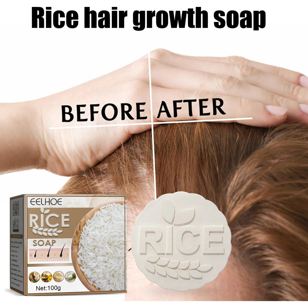 Rice Shampoo Bar Anti Loss Nourishing Moisturizing Scalp Repairing Dry Damaged Hair Strengthening Root Hair Growth Shampoo Soap