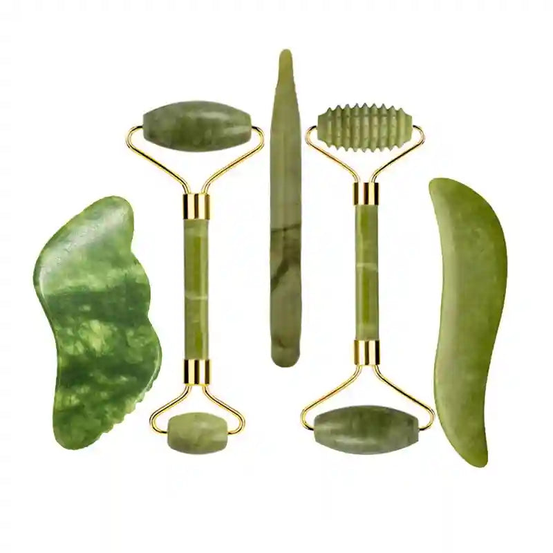 Jade Roller and Gua Sha Set: Natural Facial Massage Tool Kit Massage Roller Type 08 Tidesmit