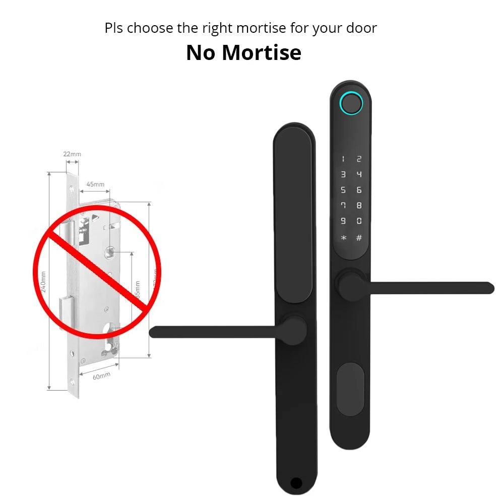 85 Lock Body Smart Lock For Aluminum Patio Glass Door Smart Life APP App Handle Fingerprint Electronic Digital Lock
