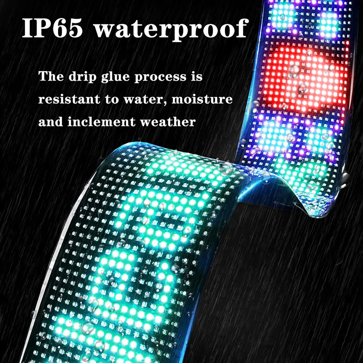 Car LED Matrix Pixel Panel 16x64 - Customizable RGB Scrolling Text Display Tidesmit