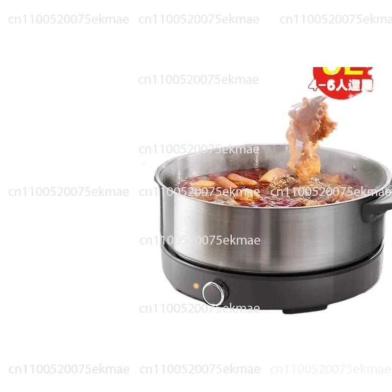 SUPOR 6L stainless split electric pot, steaming broth simmering inside
