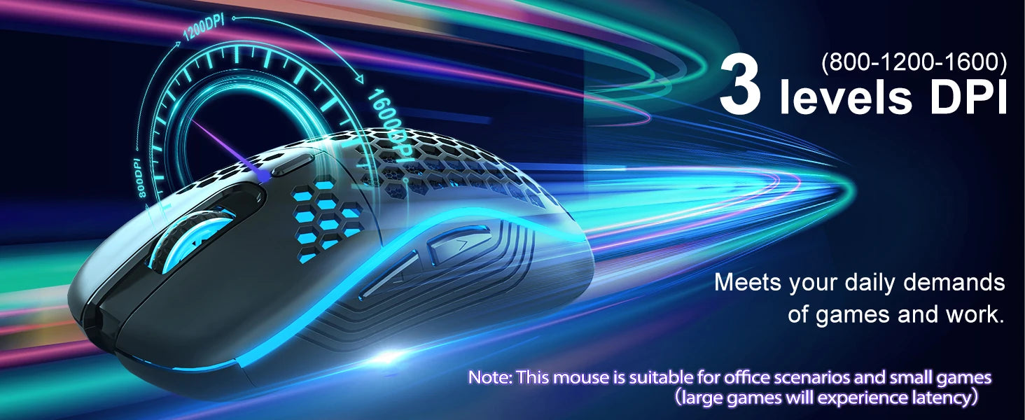 2.4G Wireless Mouse Lightweight Honeycomb Design Rechargeable RGB Backlight Mouse with USB Receiver Adjustable DPI