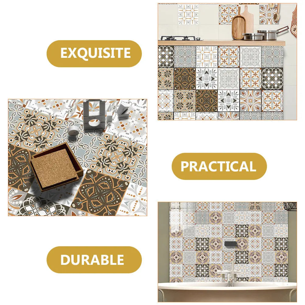 10 Pcs Backsplash Peel and Stick Kitchen Tile PVC Adhesive Tiles for Sticker