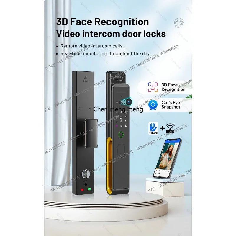 3D Face Recognition Smart Fingerprint Door Lock With  Camera Remote APP Real time intercom For Smart Home