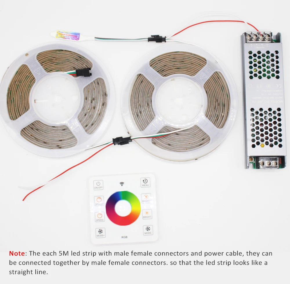 WS2811 COB RGBIC LED Strip DC24V 5M 10M 20M 30M RGB IC Horse Running Water Flowing Lights Tape Diode Ribbon Room Decoration Lamp