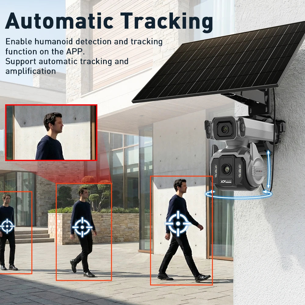 LS VISION Outdoor Surveillance Solar Camera 4g 12X Optical Zoom Cctv Home Cam With 24/7 Video Recording Dual Screen AOV Tracking