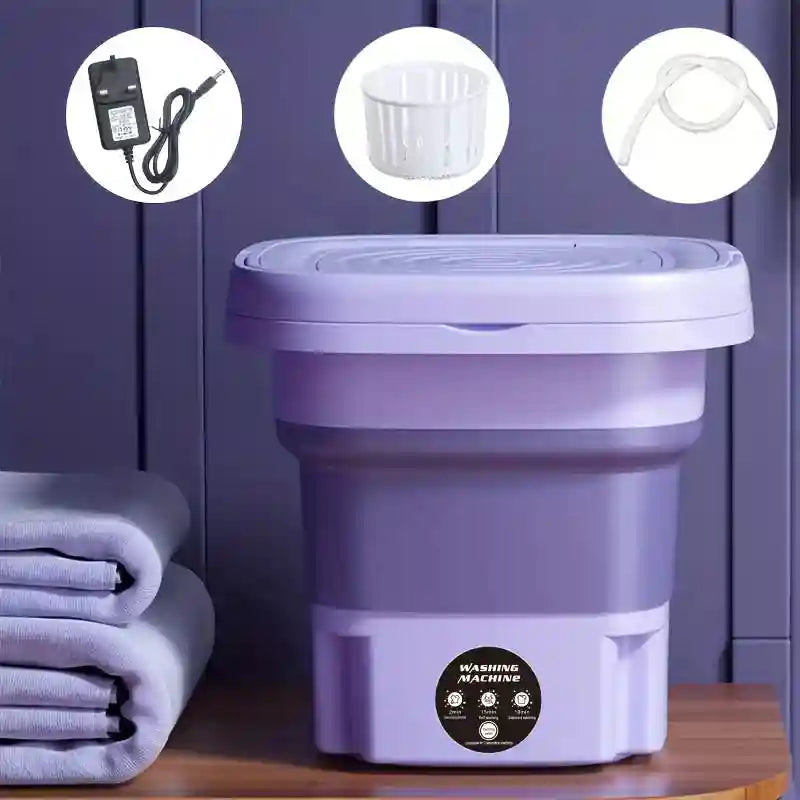 Tidesmit 8L foldable portable washing machine demonstrating compact collapsible bucket design for travel laundry