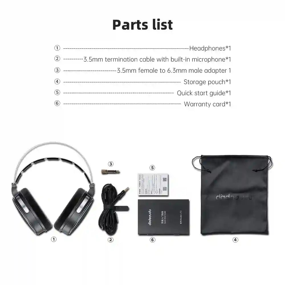 Open-Back Headphones 50mm Dynamic Driver with Detachable Mic - Tidesmit Tidesmit