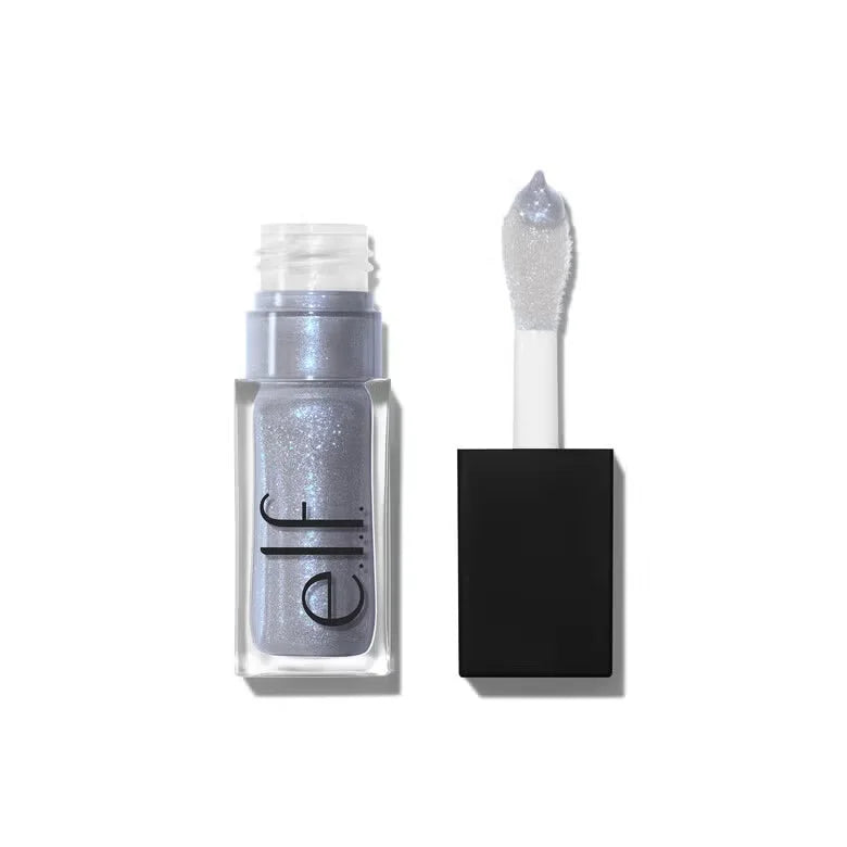 e.l.f. Glow Reviver Lip Oil in shimmery silver. Moisturizing, high-shine colored lip gloss with a plush applicator.