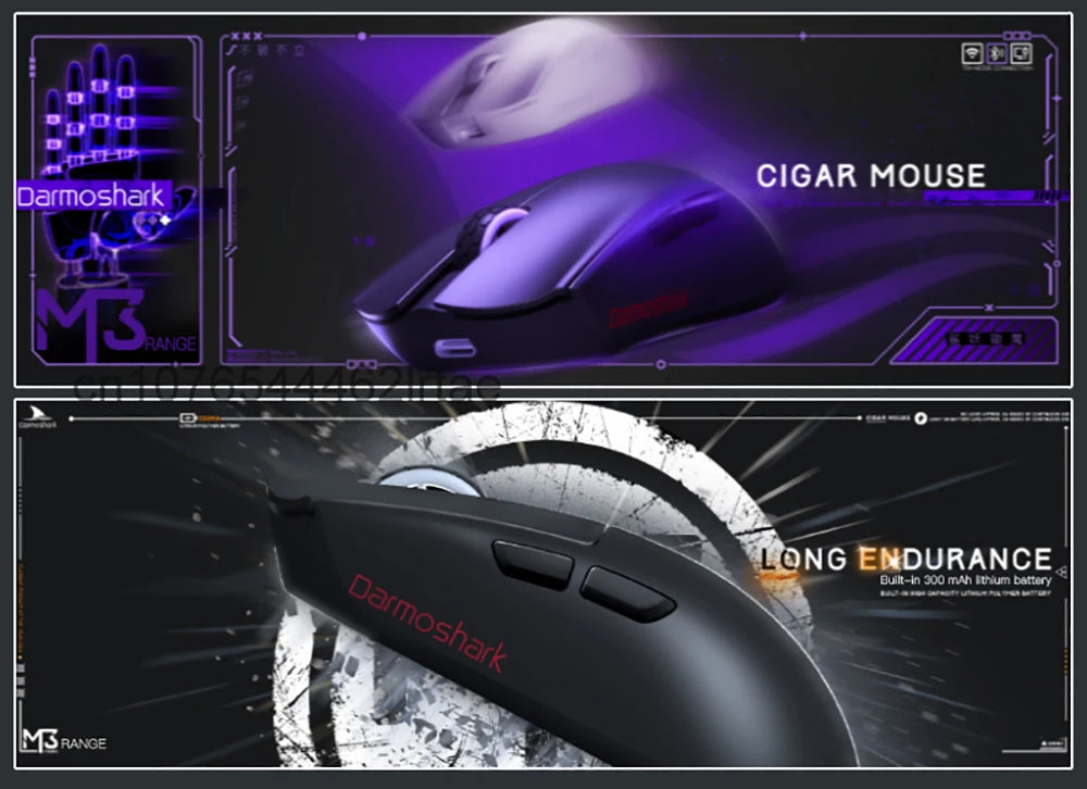 Darmoshark  M3 Pro /Max Wireless Gaming Mouse Bluetooth Tri-Mode PAW3395/3950 Nordic 52840 Game Macro Mouse For PC Laptop