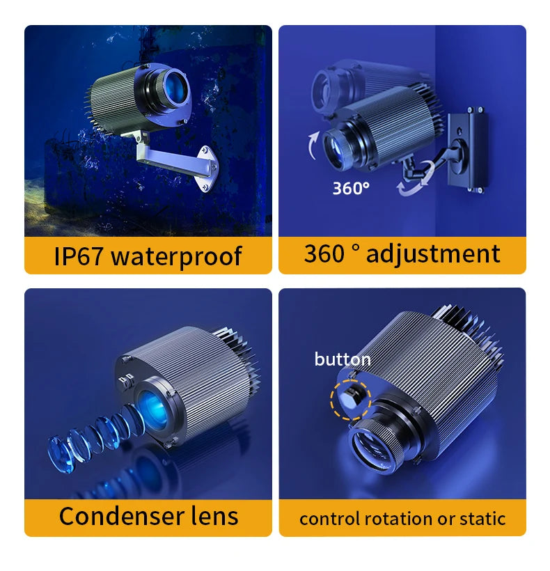 Custom Avatar Gobo Advertising Outdoor Lights IP67 Waterproof Rotating LED Logo Projector for Storefront & Shop Entrance Floor