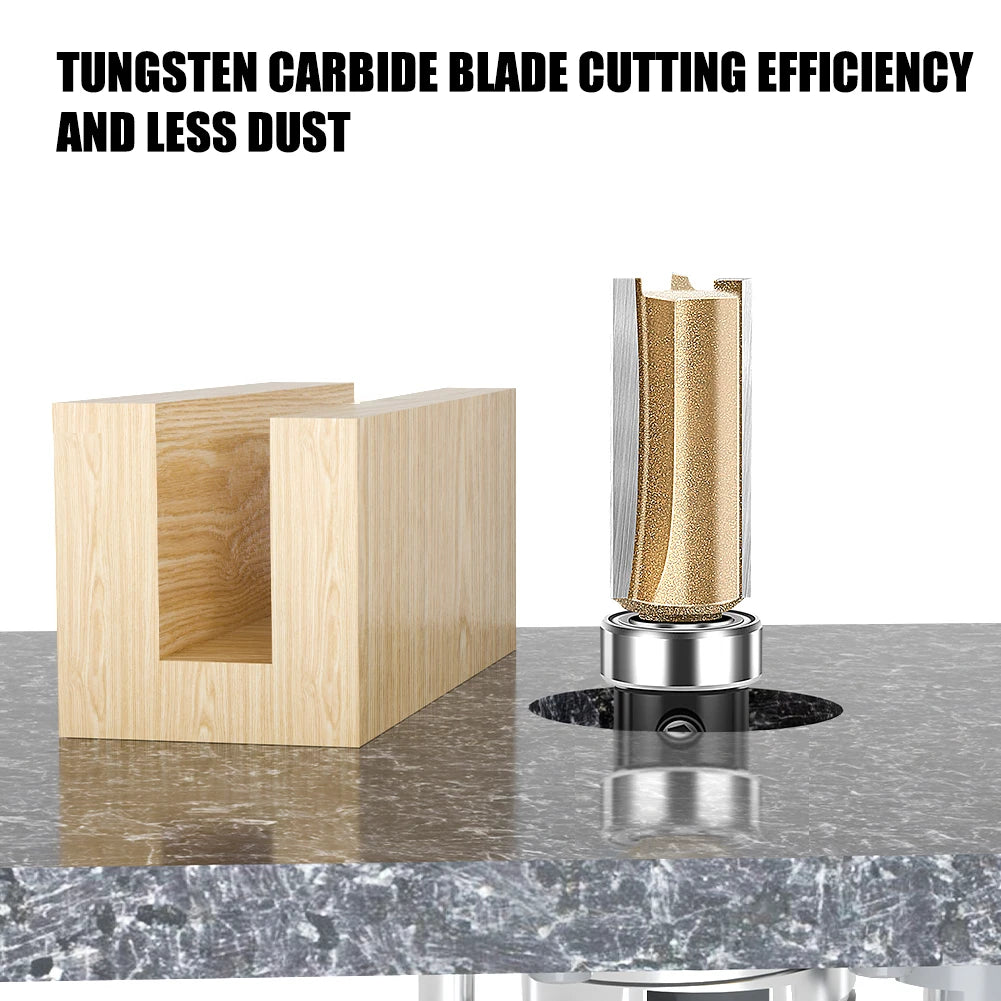 Professional Three-Edge Bearing Straight Router Bit, Slotting Straight Cutter, Bearing Trimming Cutter, Woodworking Tools