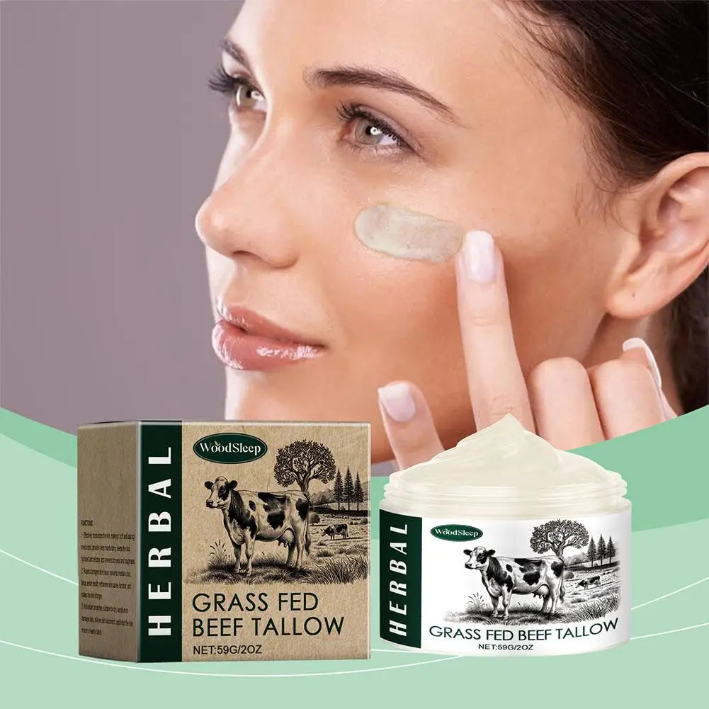 Beef Tallow, Beef Tallow for Skin, Tallow Face Moisturizer, 100% Unscented Organic Grass Fed Finished Whipped Tallow Face Cream