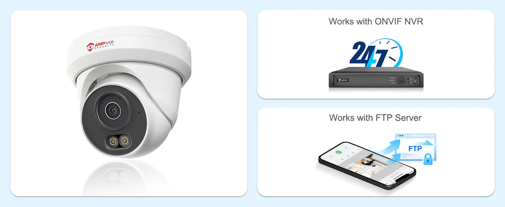 Anpviz 5MP/8MP Turret POE IP Camera Outdoor Security IP Camera AI Human Detection Smart Dual Light Built-in Mic Full Metal IP66