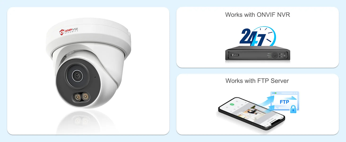 Anpviz 5MP/8MP Turret POE IP Camera Outdoor Security IP Camera AI Human Detection Smart Dual Light Built-in Mic Full Metal IP66