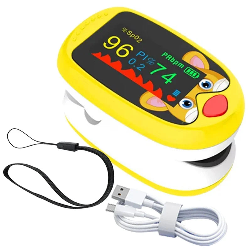 USB Pediatric Oximeter Finger Blood Oxygen Monitor for Children Pulse Oximeter OLED Digital Oximetro Home Medical Thermometer