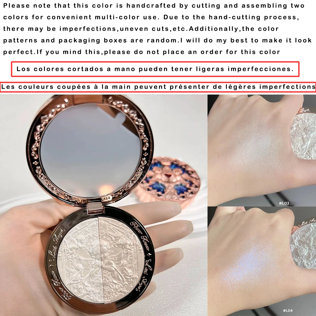 Tidesmit Flower Knows Little Angel embossed face highlighter palette texture close-up for shimmer 3D contouring