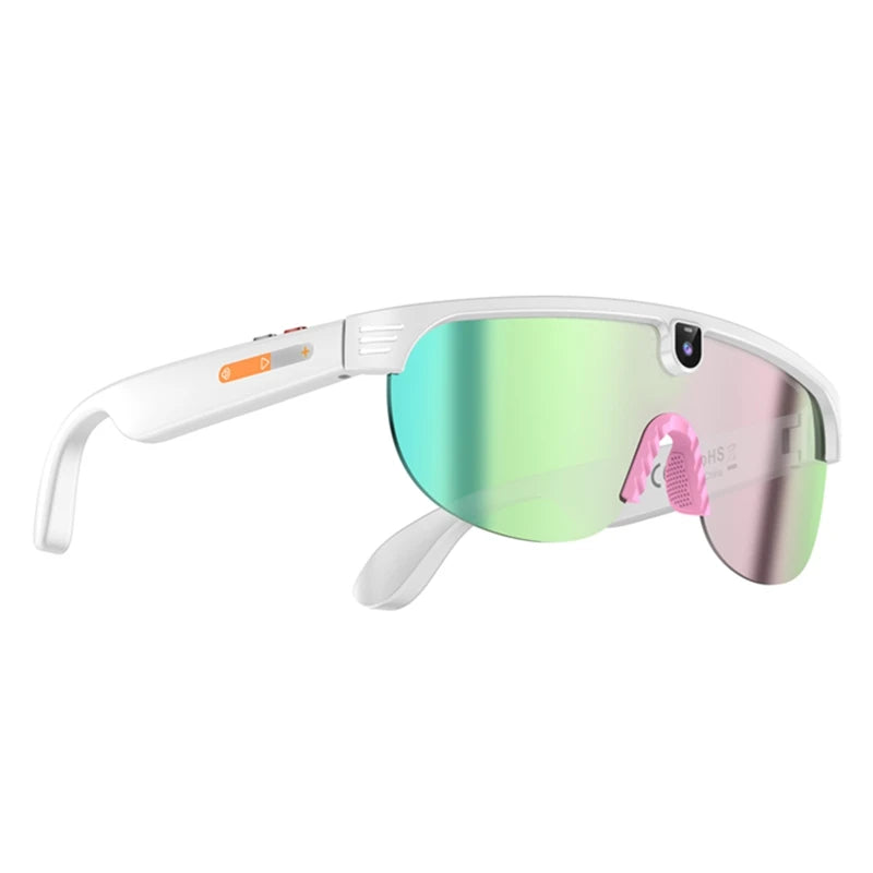 Smart Audio Sunglasses with HD Camera and Bluetooth Translation White Tidesmit