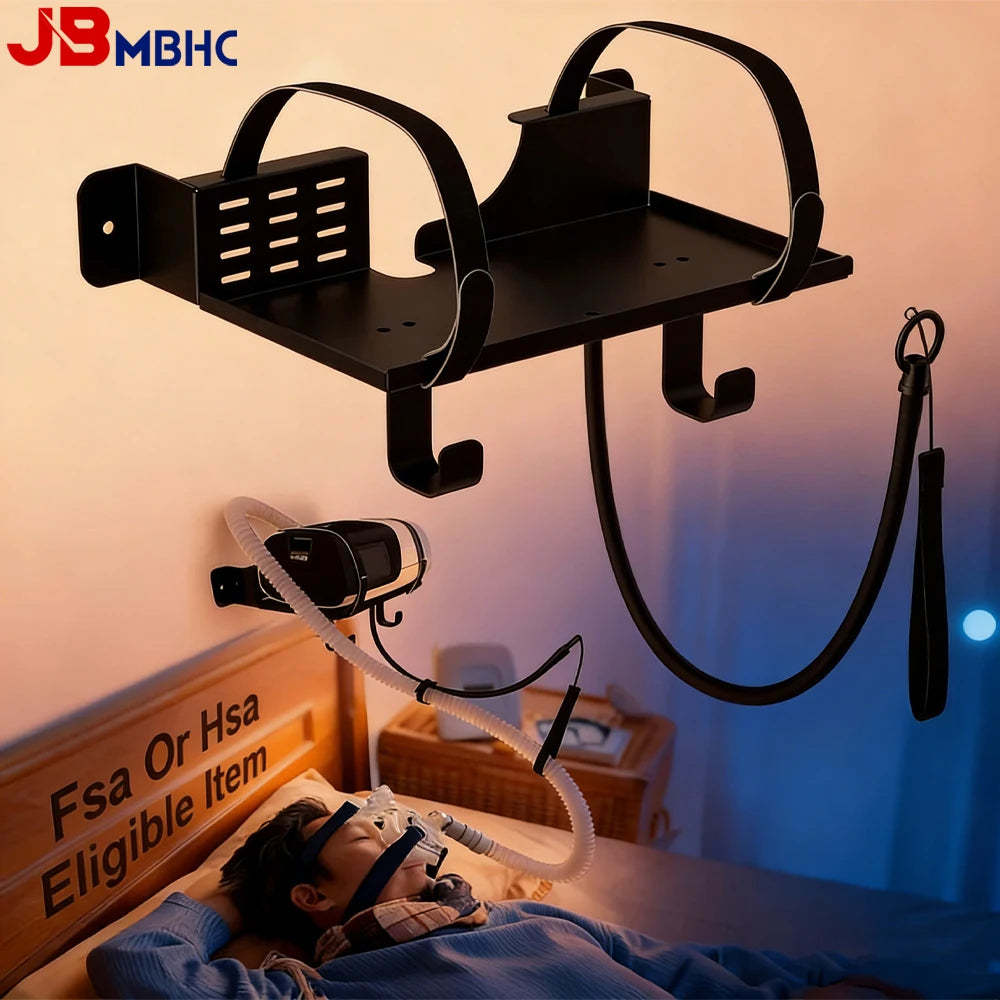 CPAP Wall Mount Shelf Compatible with S10/S11 Bedside Organizer with Adjustable Angle CPAP Hose Holder & Hook for CPAP Mask Tube