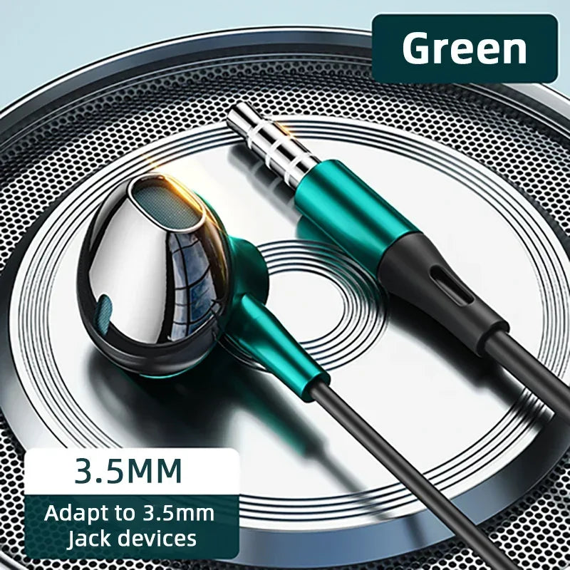 Tidesmit USB C Wired Headphones - HiFi Stereo Audio with Mic Green 3.5mm Tidesmit