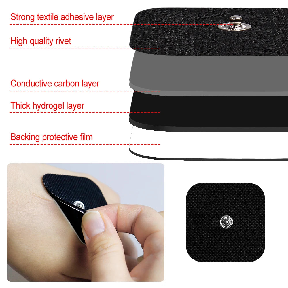 TENS Unit Electrode Pads: Reusable Muscle Stimulator Gel Sets Back Massage Instrument Tidesmit