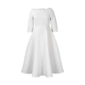 Elegant Pure Color Maxi Dress Evening Gown A- Line Skirt Polyester Fabric round Neck Short Sleeve High Waist Midi Dress