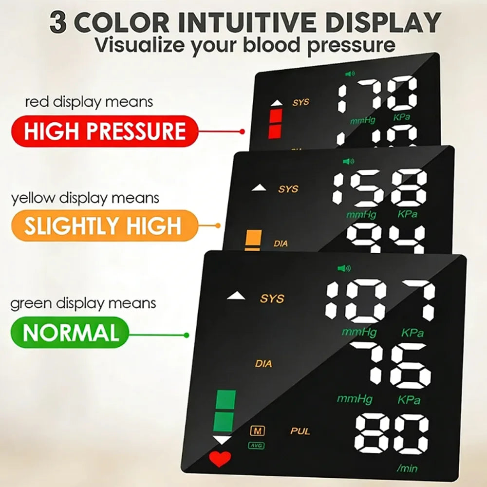Blood Pressure Monitor New LED Rechargeable Wrist Blood Pressure Monitor English Spanish Voice Broadcast Tonometer BP Monitor