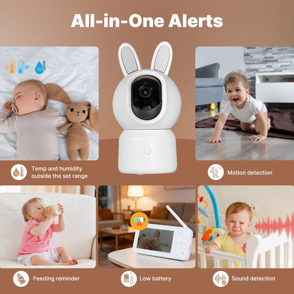 MOES Tuya WiFi Smart Baby Monitor Security Camera 4.5 Inch LCD Screen PTZ Zoom Video Surveillance Temperature Sensor