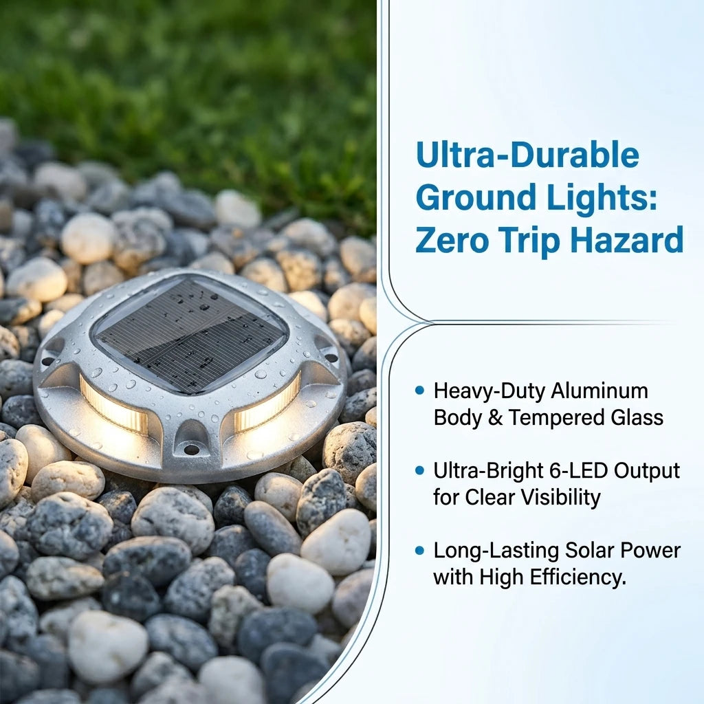 Solar Outdoor Lights Set: Flickering Flame Torch Lights & Round Warm White Ground Lights for Garden Pathway, Lawn Landscape Lighting, Waterproof LED S-Curve Path Guide Lights for Yard, Driveway, and Courtyard Night Atmosphere