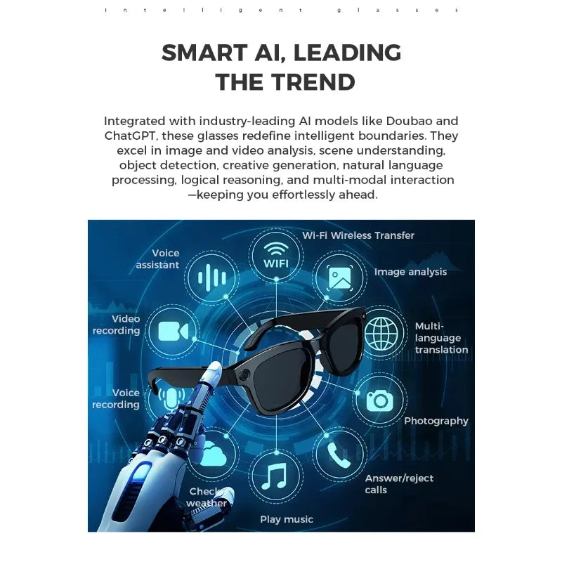 Smart Glasses With 8MP AI Camera and Spatial Audio - Tidesmit Tidesmit